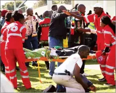  ??  ?? Zimbabwe Red Cross Society, ambulance services and individual­s that assisted showed that unity and selfless love was more important than the wanton killing and injuring of innocent civilians