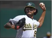  ?? JOSE CARLOS FAJARDO — STAFF FILE ?? A’s pitcher Sean Manaea struck out six batters but allowed four runs in three innings Friday against Cincinnati.