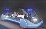  ?? Associated Press ?? This undated conceptual drawing provided by The Boring Company shows a high-occupancy Autonomous Electric Vehicle (AEV) that would run in a tunnel between exhibition halls at the Las Vegas Convention Center.