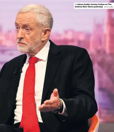 ?? Jeff Overs/BBC ?? &gt; Labour leader Jeremy Corbyn on The Andrew Marr Show yesterday
