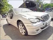  ??  ?? The impounded Mercedes kept at the Civil Lines police station in the Capital. ARUN SHARMA/HT FILE PHOTO