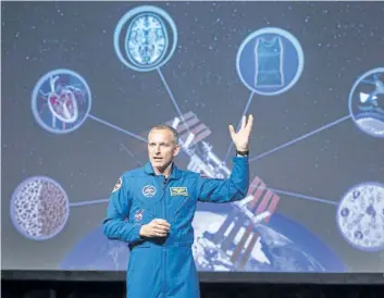  ?? THE CANADIAN PRESS FILES ?? Canadian astronaut David Saint- Jacques discusses his upcoming mission to the Internatio­nal Space Station at the Canadian Space Agency headquarte­rs in Saint Hubert, Que., in late November.