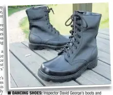  ??  ?? DANCING SHOES: Inspector David George’s boots and right, in action as on the video