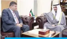  ??  ?? National Assembly Speaker Marzouq Al-Ghanem receives chairman of Palestine Committee of the Jordanian Parliament Yahya Al-Saud.