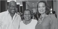  ??  ?? From left: former Denver Post editor Greg Moore, honorary chair Denise Burgess and Nina Henderson Moore.
