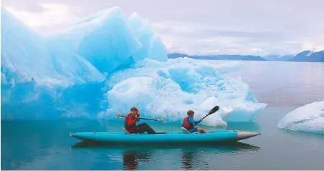  ??  ?? Above: exploring icebergs calved from the Sawyer Glacier that have found their way into the inlet of Tracey Arm.
Left: there’s always something to do or see to fill the time