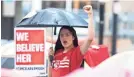  ?? ALBERT CESARE/USA TODAY NETWORK ?? Mary Schartman protests in Cincinnati against Brett Kavanaugh.