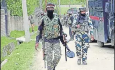  ?? ANI ?? Armymen at the encounter site in Shopian on Tuesday.