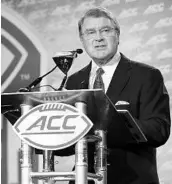  ?? CHUCK BURTON/ASSOCIATED PRESS ?? ACC Commission­er John Swofford said the league will help groups working to quickly pass NCAA rule changes.