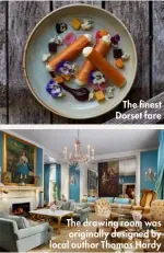  ?? ?? The finest Dorset fare
The drawing room was originally designed by local author Thomas Hardy