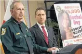  ?? JOE CAVARETTA/SOUTH FLORIDA SUN SENTINEL 2019 ?? Palm Beach County Sheriff Ric Bradshaw and State Attorney Dave Aronberg announce the arrest of Robert Hayes in connection to the murder of Rachel Bey in West Palm Beach.