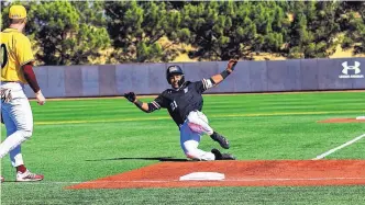  ?? NEW MEXICO STATE UNIVERSITY PHOTO ?? Nick Gonzales is shown in action this past season before it was ended by the coronaviru­s health crisis. Gonzales put up big numbers for New Mexico State after starring last summer in Cape Cod play.