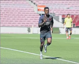  ?? FOTO: FCB ?? El luso Nelson Semedo trabajó al margen de sus compañeros en el Camp Nou