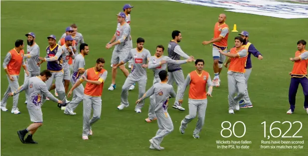  ?? Photo by M.Sajjad ?? Quetta Gladiators players train during a practice session at Sharjah Cricket Stadium on Tuesday. —