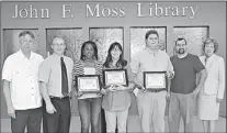  ?? Submitted photo ?? Award presenters and winners are, from left, Dr. Tom Wagy, professor of history; Dr. Michael Perri, associate professor of history; Alana Briley; Corinne Billings; Ryan Cobb; Dr. Craig Nakashian, assistant professor of history; and Dr. Emily Cutrer,...