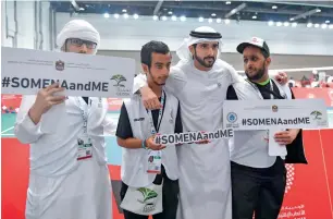  ?? Photos by Wam/Ryan Lim ?? Sheikh Hamdan bin Mohammed bin Rashid Al Maktoum, Crown Prince of Dubai, attended on Monday the Special Olympics IX Mena Games currently under way at the Abu Dhabi National Exhibition Centre, ADNEC. Sheikh Hamdan watched competitio­ns in basketball,...