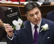  ?? NATHAN DENETTE/THE CANADIAN PRESS ?? Ontario Finance Minister Charles Sousa delivers the 2017 Ontario budget.