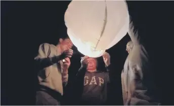  ??  ?? The lantern release to remember Stuart Price held in Murton last night.