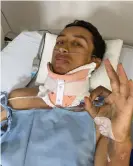  ?? Photograph: @eganbernal/Instagram/AFP/ Getty ?? Egan Bernal also posted a picture on Instagram, taken from his hospital bed.