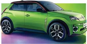  ?? ?? Vibrant: The new Renault 5 E-Tech in Green Pop is an all-electric family car