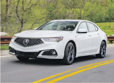  ?? PHOTOS COURTESY ACURA ?? The 2018 Acura TLX features an entirely new nose that features a handsome grille first seen on the Acura Precision Concept car and the 2017 MDX.