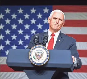  ?? MEGAN VARNER/GETTY IMAGES ?? Vice President Mike Pence, speaking in January in Milner, Ga., has launched Advancing American Freedom, an advocacy group.