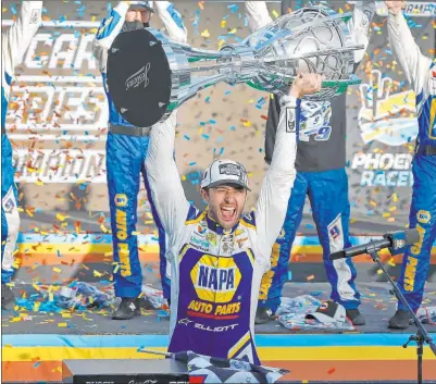  ?? Ralph Freso The Associated Press ?? Chase Elliott led seven times for a race-high 153 laps to win the NASCAR Cup Series championsh­ip at Phoenix Raceway.