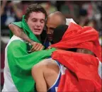  ?? The Associated Press ?? Italy celebrates after winning the gold medal in the men’s 4X100-meter relay at the 2020 Summer Olympics, Friday, in Tokyo.