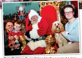  ??  ?? Furry Christmas: Owner Helena Mueller even took Lola to Santa’s grotto – along with husband Mark and son Harry