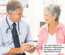  ??  ?? The vast majority of patients in Manchester are happy with their appointmen­t times