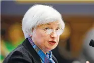  ?? ASSOCIATED PRESS FILE PHOTO ?? Federal Reserve Chairwoman Janet Yellen testifies on Capitol Hill in Washington before the House Financial Services Committee hearing on U.S. monetary policy.