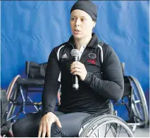  ?? MARIE-FRANCE COALLIER ?? Cindy Ouellet has been to three Paralympic­s and earned a bronze medal in 2008, only three years after she was introduced to wheelchair basketball by her physiother­apist.
