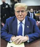  ?? ?? ▲ Trump was in court in New York yesterday for the ‘hush money’ trial