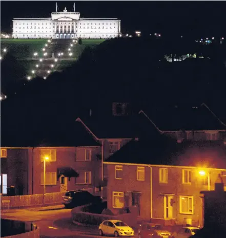  ?? KEVIN SCOTT ?? Talks: A view of Stormont on Monday as MLAS discussed Covid rules late into the night