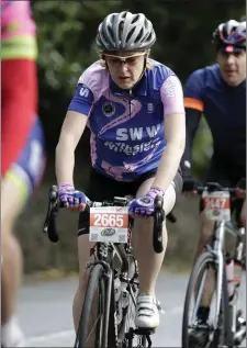  ??  ?? Anne Goggin pulls up the second incline in Enniskerry Village.