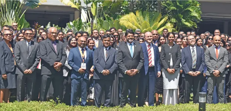  ?? Photo: Waisea Nasokia ?? Attorney-General Aiyaz Sayed-Khaiyum with participan­ts at the 24th Attorney-General’s Conference at the Sheraton Fiji Golf Resort and Spa on December 2, 2022.