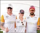  ??  ?? Team Give Back For Special Equestrian­s’ Jeremy Shockey, Ines Rivero and Tito Gaudenzi participat­ed in World Polo League Beach Polo’s Neiman Marcus Cup Celebrity Charity Polo Match.