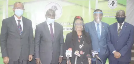  ??  ?? L-R: Gabriel Idahosa, vice president, Lagos Chamber of Commerce and Industry (LCCI); Muda Yusuf, director general; Toki Mabogunje, president; Michael Olawale-cole, deputy president, and Babatunde Ruwase, immediate past president, during the quarterly press conference of the Lagos Chamber of Commerce and Industry on the state of the economy in Lagos, yesterday.