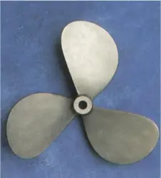  ??  ?? ABOVE The round blade turbine propeller is still used on heavy displaceme­nt craft including commercial vessels. It has a large blade area and thick sections to resist damage.