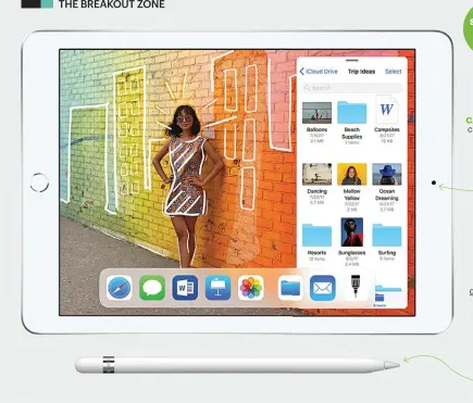  ??  ?? STARTING PRICE `28,000 1.2-MP SELFIE CAMERA can capture 720p videos APPLE PENCIL is a great tool for sketching and taking handwritte­n notes