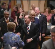  ?? HYOUNG CHANG — THE DENVER POST ?? Colorado Gov. Jared Polis arrives at the House chamber before delivering the 2024State of the State address to a joint session of the legislatur­e at the State Capitol in Denver on Thursday, Jan. 11, 2024.