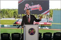  ?? CURTIS COMPTON / CCOMPTON@AJC.COM ?? Commission­er Rob Manfred (shown at Braves spring training in February) plans to implement a 60-game season after the owners and union couldn’t reach a deal.