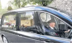  ?? Picture: Kris Miller. ?? The coffin carrying Libbi’s body leaves Brechin Cathedral for Parkgrove Crematoriu­m.