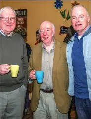  ??  ?? ‘Two Playwright­s and a Director’, Playwright­s John McDwyer on the left and Tommy Marren on the right with Phoenix Player Director Tom Walsh .