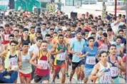  ?? HT PHOTO ?? The half marathon was held in memory of brave BSF men who sacrificed their lives for the nation.