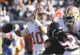  ?? KENA KRUTSINGER — GETTY IMAGES ?? Quarterbac­k Jimmy Garoppolo will make his second 49ers start Sunday vs. the Texans.