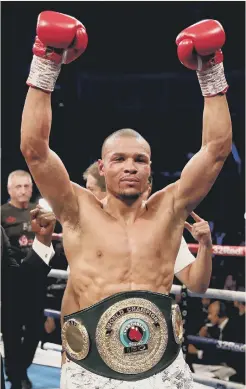  ??  ?? Chris Eubank Jnr celebrates his victory against James DeGale in the Vacant Ibo Super-Middleweig­ht Championsh­ip match at the O2 Arena, London.