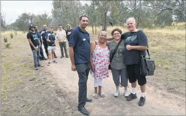  ??  ?? LONG WALK: From left, Ben Muir, Noleen Douglas, Belinda Marks and Ron Marks at a new water project documentin­g Aboriginal history and the cultural values of the Wimmera River – ‘Community Gathering – River Yarns’. Picture: PAUL CARRACHER