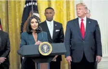  ?? Doug Mills, © The New York Times Co. ?? im Kardashian West speaks alongside President Donald Trump during a news conference on criminal justice reform in the East Room of the White House in Washington on June 13, 2019.