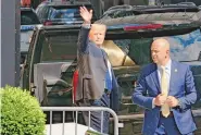  ?? JEENAH MOON/THE WASHINGTON POST ?? Donald Trump leaves Trump Tower on June 15. An Atlantic article says former Attorney General Bar told the president there was no evidence of election fraud.